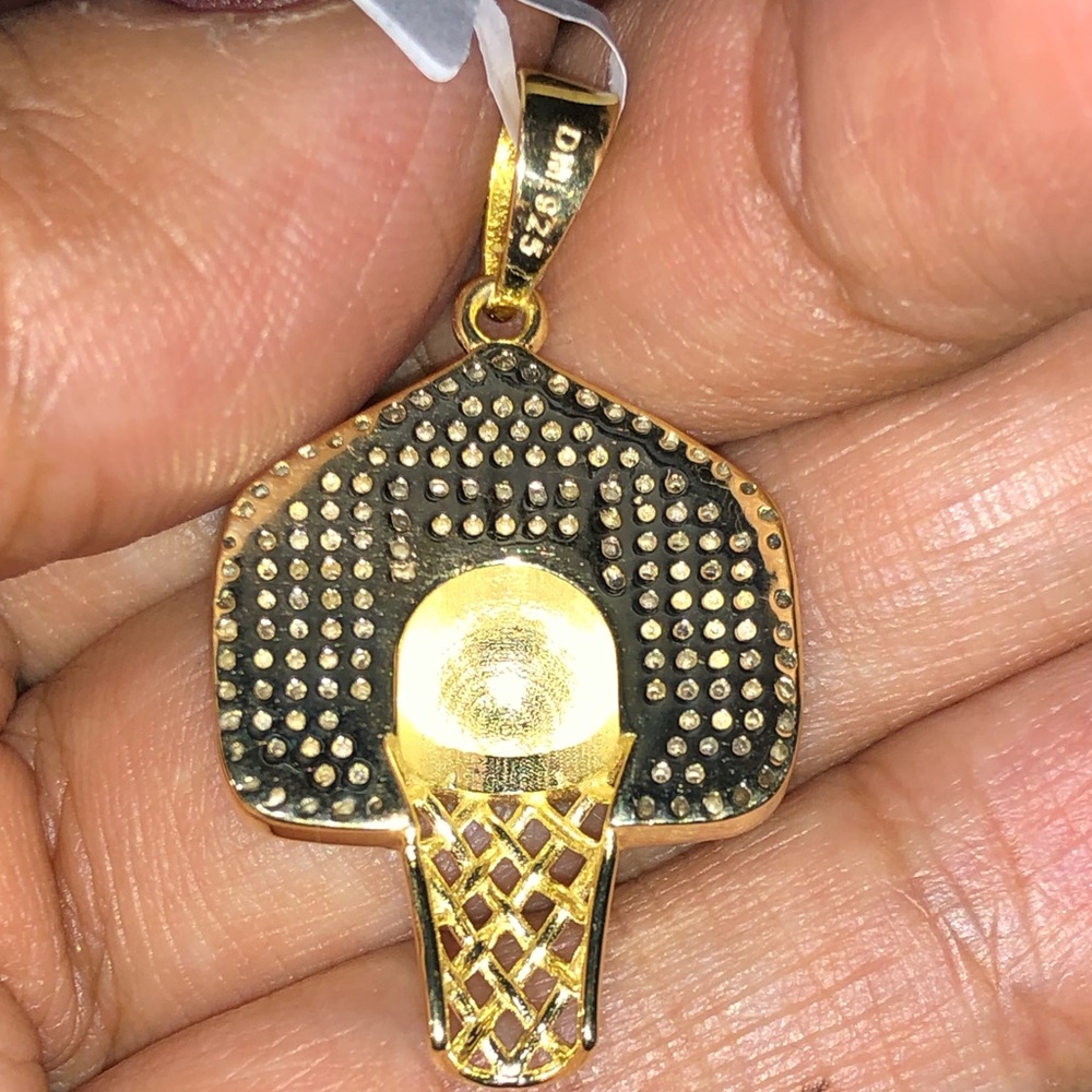 Real Diamond Basketball Pendant. hoop and ball diamond charm unisex gift Sports - Picture 4 of 7